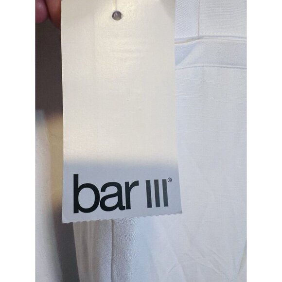 Bar III Button Front Lined Wide Leg White Pants Size 14 High Waist Pockets - Picture 8 of 13